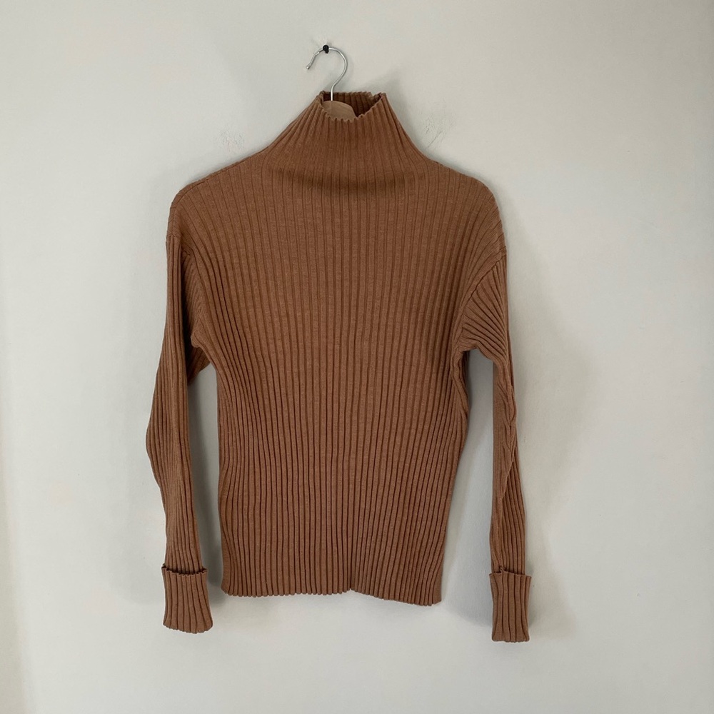Frank and Oak Wool Blend Ribbed Turtleneck Sweater